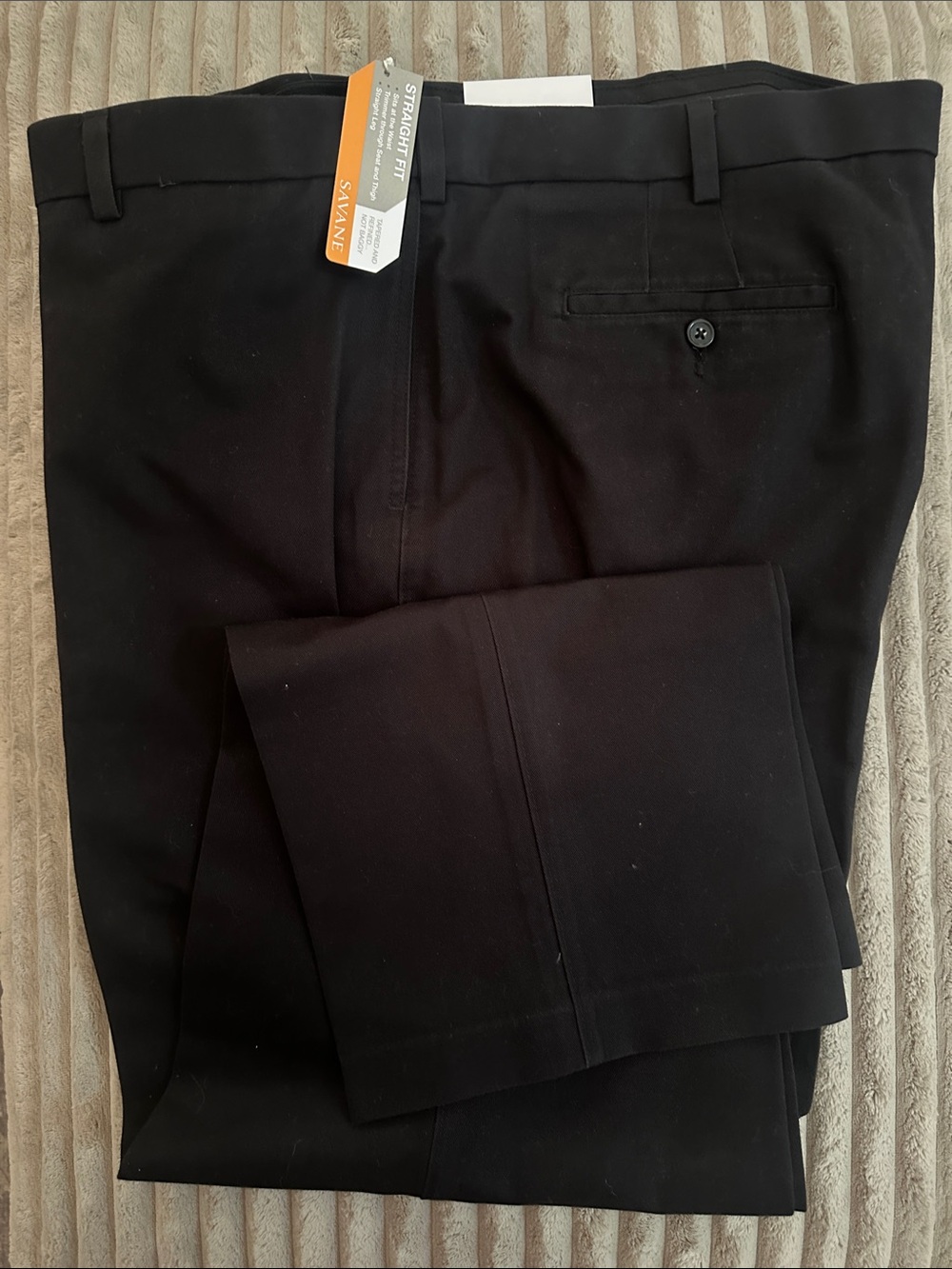 Savane Men's Straight Fit Performance Chino - Black Size 46W 32 L